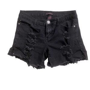 Silver Crush Black Denim Destroyed Shorts Size 5/6